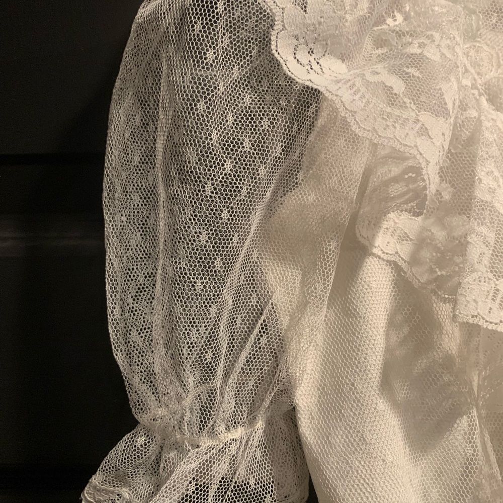 Vintage White Lace Ruffle Dress size 10 - Picture 2 of 11